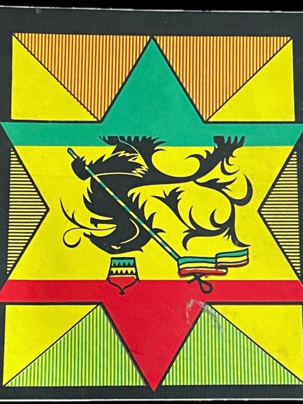 VTG Rastafarian Lion of Judah Sticker Decal Star of David Reggae Pan African 5"